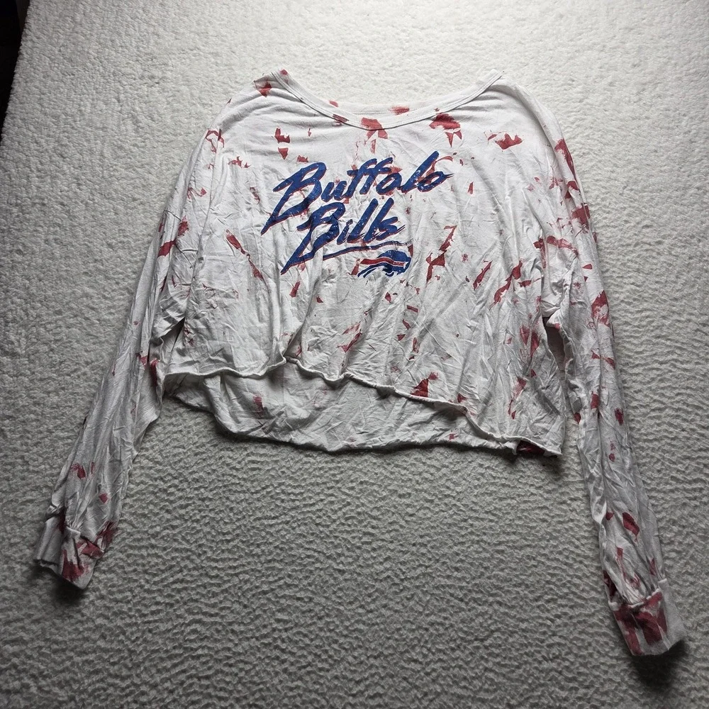 Buffalo Bills Shirt Womens 2XL White NFL Football Majestic Threads USA Crop